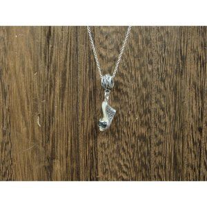 18" Sterling Silver Woman's Wedge Shoe Pendant Necklace Vintage Minimalist